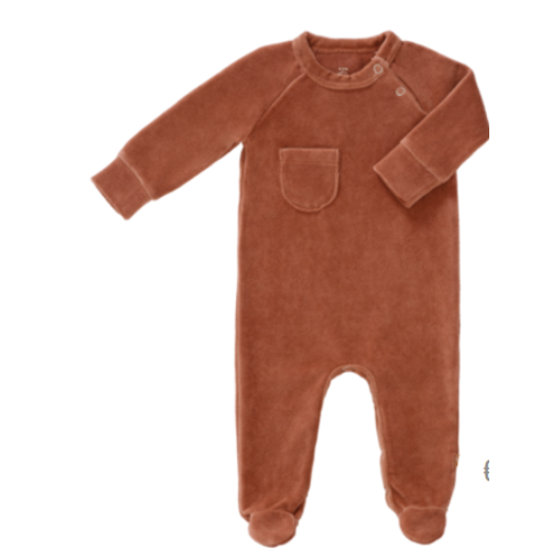 Fresk Pyjama velours met voet - Copper