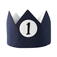 Verjaardagskroon Arthur - donkerblauw/wit - tetra