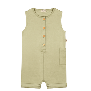 UAUA Collections Sleeveless romper with buttons - verde 3-6m