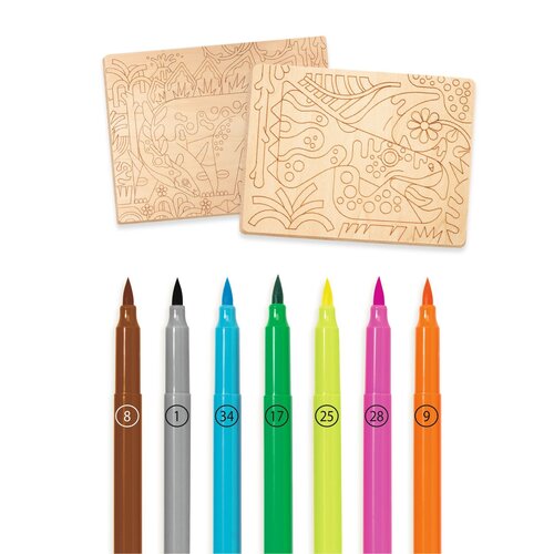 Djeco Knutseldoos - Kleuren op hout 'dino'  (6-10j)