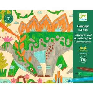 Djeco Knutseldoos - Kleuren op hout 'dino'  (6-10j)