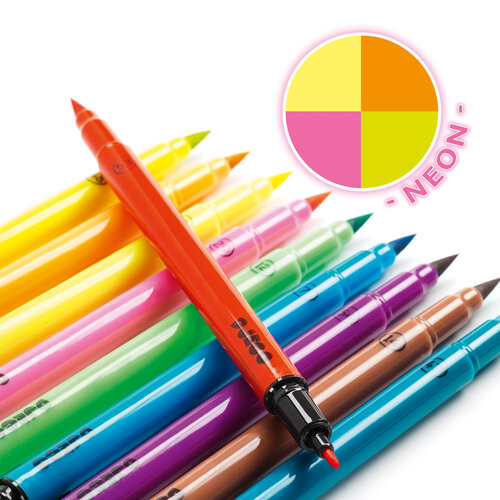 Djeco 10 felt tip brush pens - pop