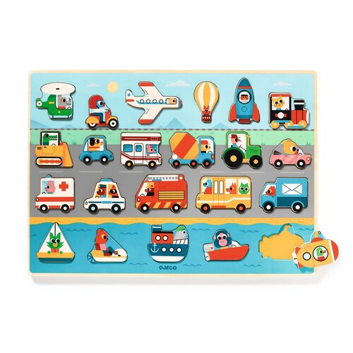 Djeco Puzzel - Inlegpuzzel 'Vroom' 22st. (+2j)
