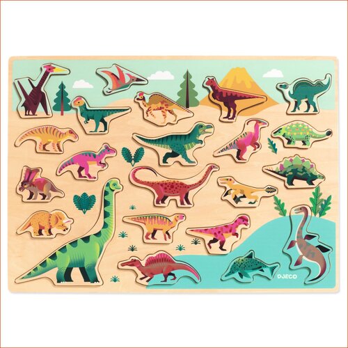 Djeco Puzzel - Inlegpuzzel 'Dino' 22st. (+2j) Djeco Puzzel - Inlegpuzzel 'Dino' 22st. (+2j)
