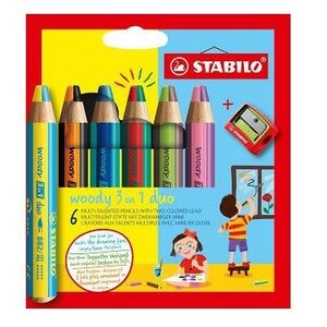 Stabilo STABILO woody 3 in 1 Duo - Multitalent Kleurpotlood - Set 6 St. + Puntenslijper
