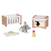 Goki - Houten Poppenmeubels - Babykamer, 12dlg.