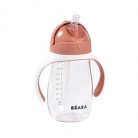 Drinkbeker met rietje 300ml terracotta