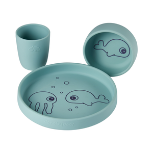 Done By Deer Done by Deer - Silicone dinner set, Sea friends, blue