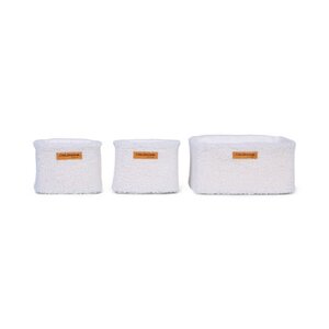 Childhome Set Van 3 Hangmandjes - 21x14x10 Cm + 14x10x10 Cm - Teddy Ecru