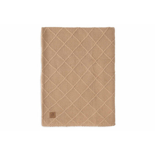 Jollein Deken Wieg 75x100cm Check Knit - Biscuit/Teddy Fleece