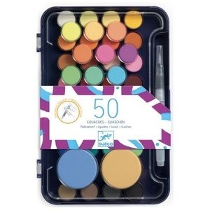 Djeco Gouache Verf - 50 kleuren + 1 penseel