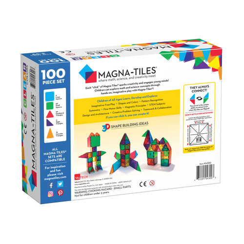 Magna-Tiles MAGNA-TILES® Clear Colors 100 Piece Set