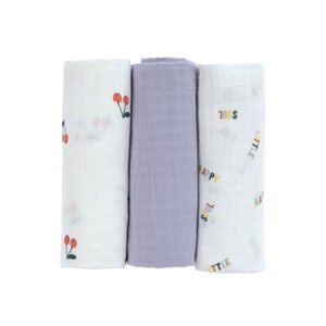 Lassig Swaddle & Burp Blanket L GOTS  3 pcs, 85 x 85 cm