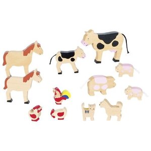GOKI GOKI - Houten boerderijdieren 12st.