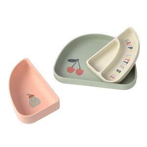 Lassig Silicone Section Dish Set (3 pcs) - Happy Fruits, Cherry