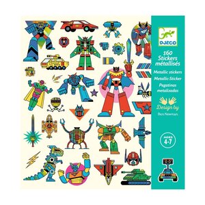 Djeco 160 stickers 'Robots' (metallic)