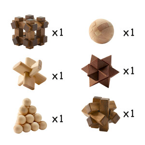 Djeco Breinbreker - 6 Houten Puzzels "Woodix" (7-99j) Djeco Breinbreker - 6 Houten Puzzels "Woodix" (7-99j)