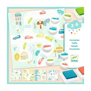 Djeco Knutseldoos - Stempelen 'Verkeer' (3-6j)