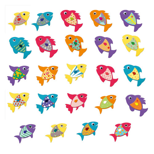 Djeco Knutselpakket - Creëren met stickers 'vissen' (3-6j)