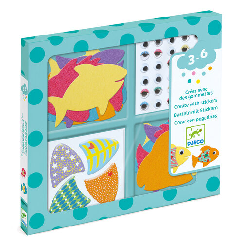 Djeco Knutselpakket - Creëren met stickers 'vissen' (3-6j)