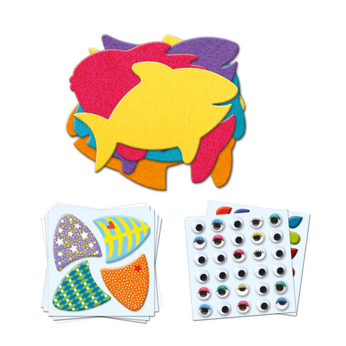Djeco Knutselpakket - Creëren met stickers 'vissen' (3-6j)