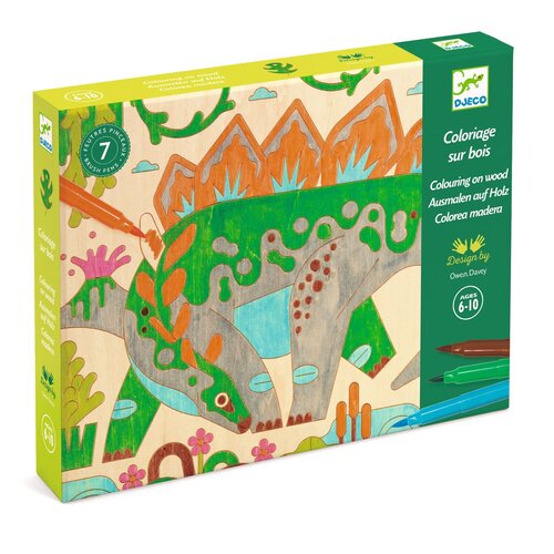 Djeco Knutseldoos - Kleuren op hout 'dino'  (6-10j)