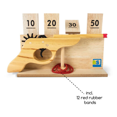 BS Toys BS Toys Houten Schietspel met Doelwit, 14dlg. BS Toys BS Toys Houten Schietspel met Doelwit, 14dlg.