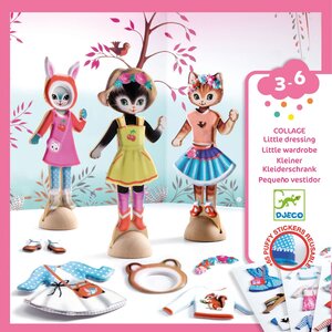 Djeco Knutseldoos - Collage herpositioneerbare stickers 'Little Dressing'  (3-6j)