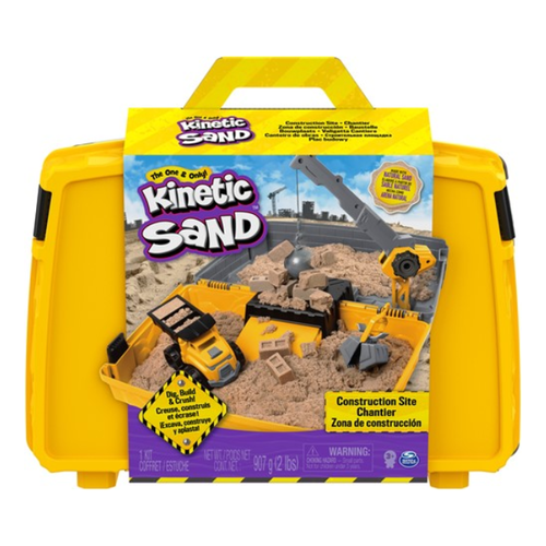Spin Master Kinetic Sand - Bouwplaats-Speelset met Kiepwagen Kraan met Sloopkogel Emmer en 907 gram Speelzand