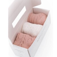 3PC in GIFT BOX Opengewerkte Sokken Baby - PINK 04 - 0-3m