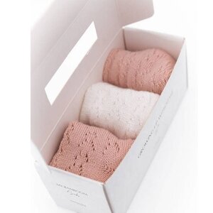 Bamboom 3PC in GIFT BOX Opengewerkte Sokken Baby - PINK 04 - 0-3m