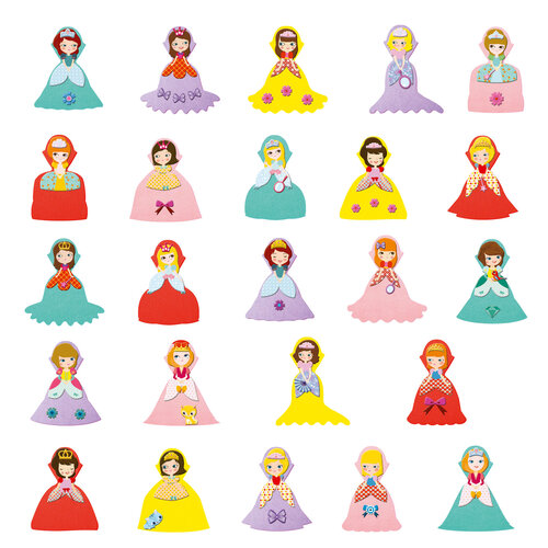 Djeco Knutselpakket - Creëren met stickers 'prinsessen' (3-6j)