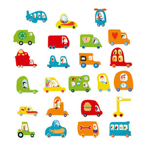 Djeco Knutselpakket - Creëren met stickers 'auto's' (3-6j)