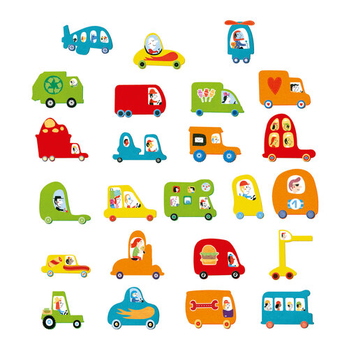 Djeco Knutselpakket - Creëren met stickers 'auto's' (3-6j)