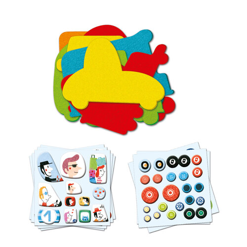 Djeco Knutselpakket - Creëren met stickers 'auto's' (3-6j)