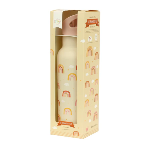 A Little Lovely Company XL Stainless Steel Drinking Bottle - Rainbows