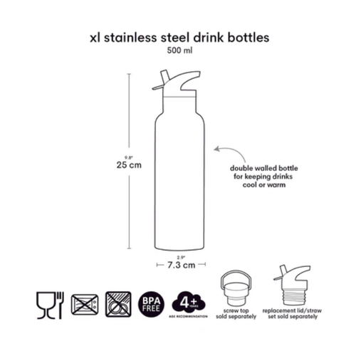 A Little Lovely Company XL Stainless Steel Drinking Bottle - Rainbows