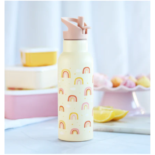 A Little Lovely Company XL Stainless Steel Drinking Bottle - Rainbows