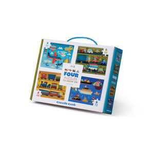 Crocodile Creek Four puzzle set - Voertuigen