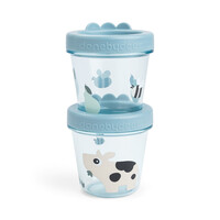 Done by Deer - Baby food container 2-pack, Tiny farm, Blue