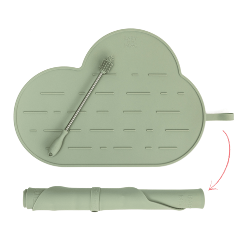 Baby on the move Yummy Clean Set (Mat+Borstel) - Aspen groen Baby on the move Yummy Clean Set (Mat+Borstel) - Aspen groen