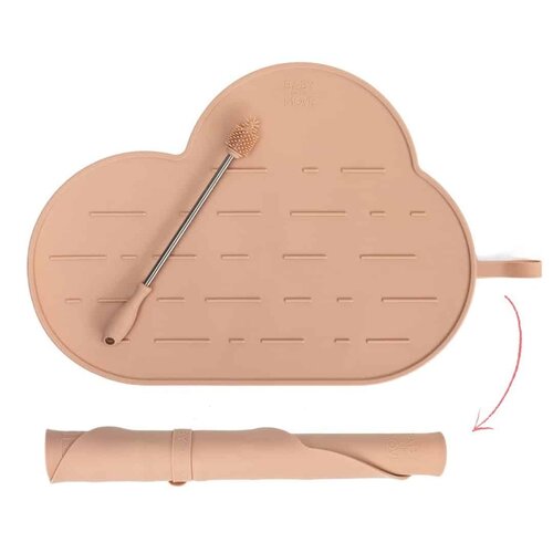 Baby on the move Yummy Clean Set (Mat+Borstel) - Blush Baby on the move Yummy Clean Set (Mat+Borstel) - Blush