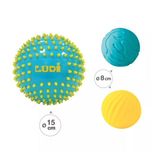 Ludi Ludi - 3 sensorische ballen "blauw"