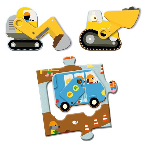 Djeco Vloerpuzzel - De Bouwplaats 12st. + 5st. (+3j) Djeco Vloerpuzzel - De Bouwplaats 12st. + 5st. (+3j)