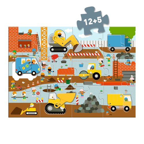Djeco Vloerpuzzel - De Bouwplaats 12st. + 5st. (+3j)