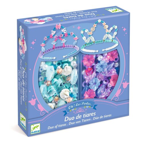 Djeco Knutseldoos - Acrylkralen Duo Tiara's 'blauw' (6-10j)