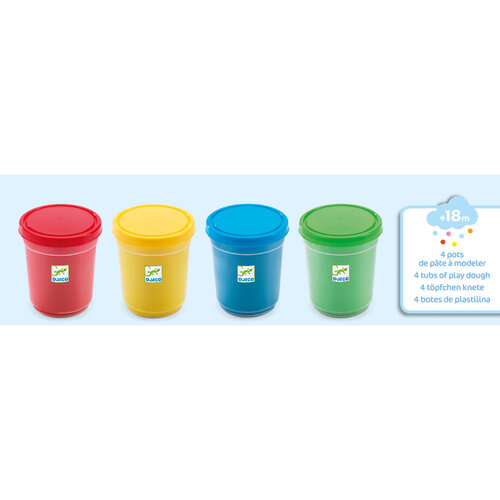 Djeco Plasticine - 4 potjes 'klassiek' (+18m)