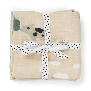 Done By Deer Burp cloth 2-pack - Tiny farm - Sand