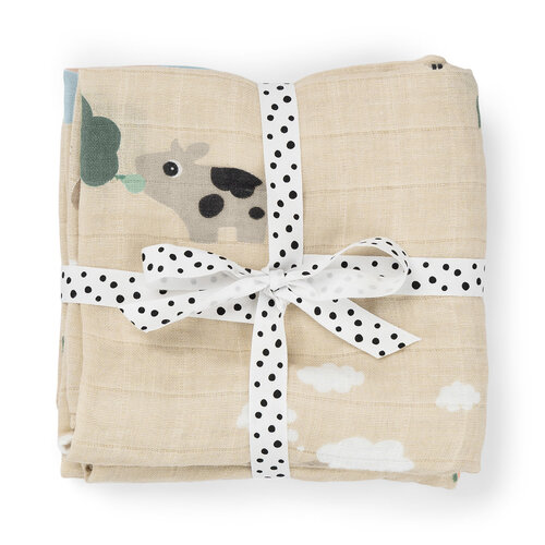 Done By Deer Burp cloth 2-pack - Tiny farm - Sand
