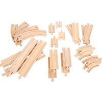 Bigjigs Houten Uitbreidingsset Rails en Bochten, 24dlg.